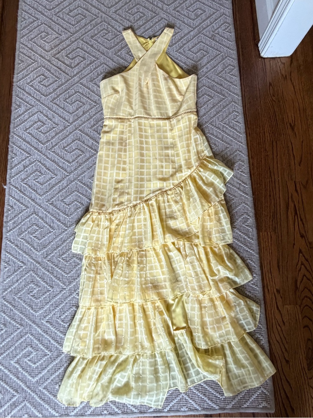 Likely Yellow Ruffle Midi Dress